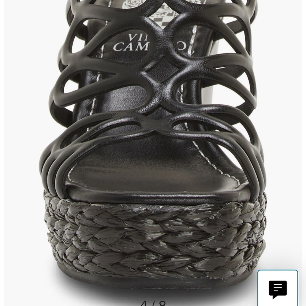 Vince Camuto Black Strappy Wedge Sandals - Picture 4 of 12